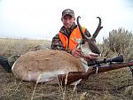 My first goat!  And textbook.  We say a group from the truck and watched them run up a coulee 3/4 mi away.  Stocked out in the rain and made a 315 yd...