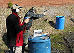 Shooting S&W 45 Colt at Steel match. 237 gr. TLTC bullet from Lee mold. ~1000 fps.